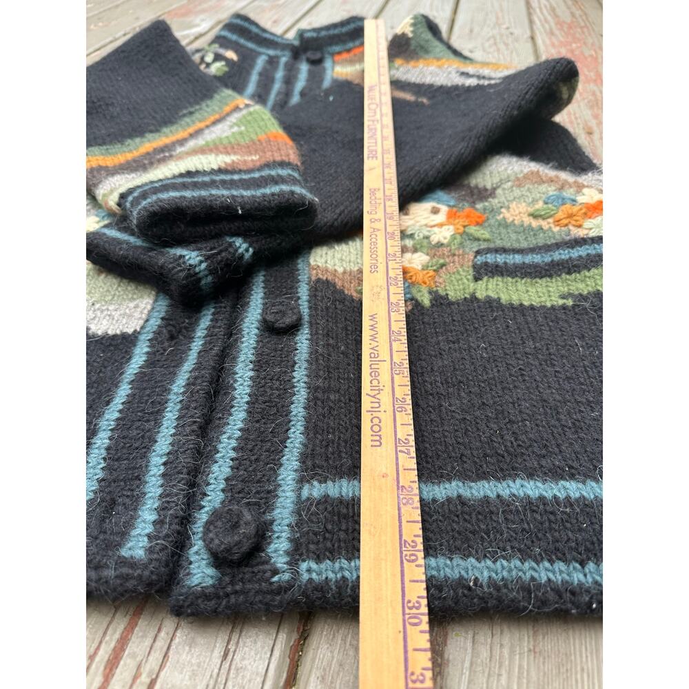Vintage 80's Dobrila Cardigan Women's Wool Sweater coat handknit tree Oversized - Picture 6 of 16
